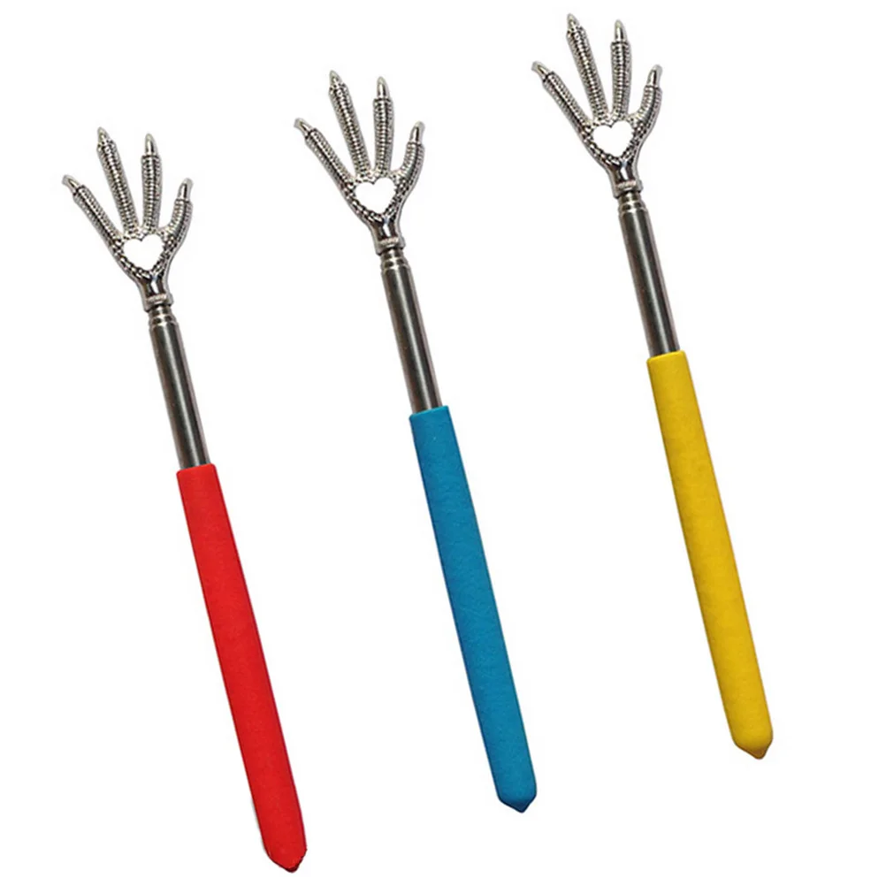 3 قطعة أداة تدليك تلسكوبية من الفولاذ المقاوم للصدأ قابلة للتمديد مقبض مطاطي أداة تخفيف محمولة للحكة والقلق