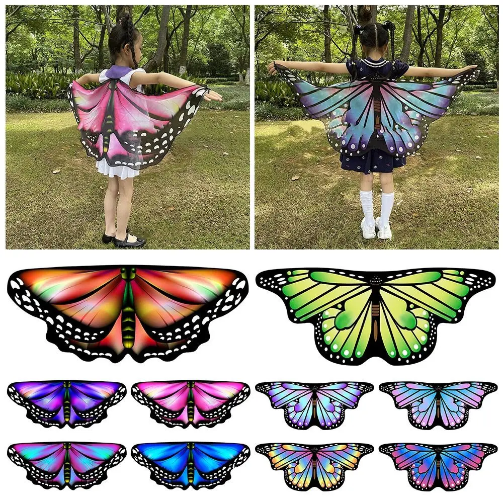 1pc Kids Butterfly Wings Cape Girls Fairy Shawl Pixie Cloak Fancy Dress Costume Gift Christmas Halloween Festival Party Supplies