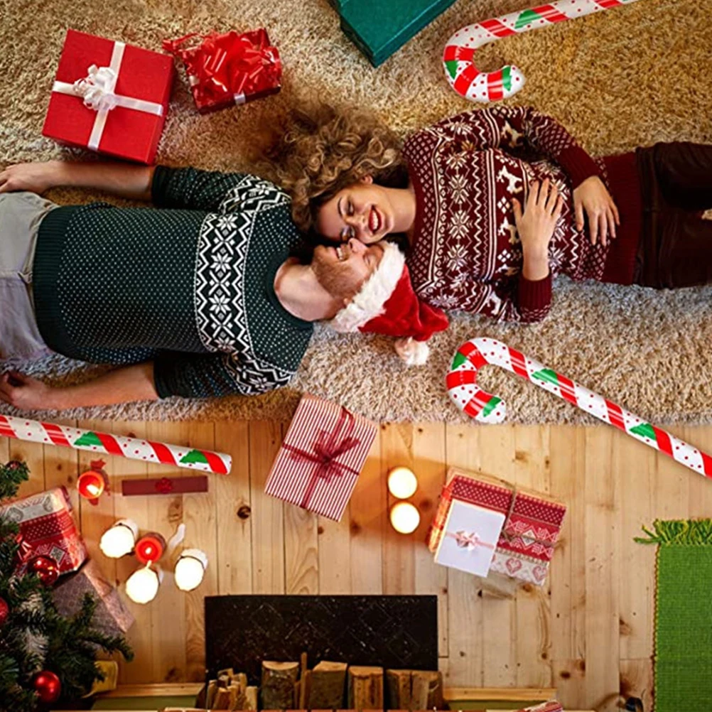 

2Pcs Inflatable Crutch Balloon Set Enhanced Durability Smooth Texture Christmas Balloons Decor Party Supplies Festive Atmosphere