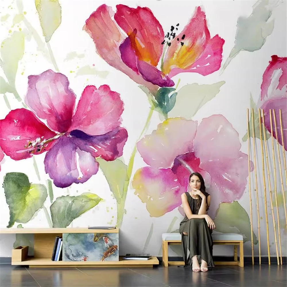 

custom Nordic abstract rose flower pastoral Mural Wallpaper Background Wall Decorations Wall Painting Living Room Sofa Bedroom