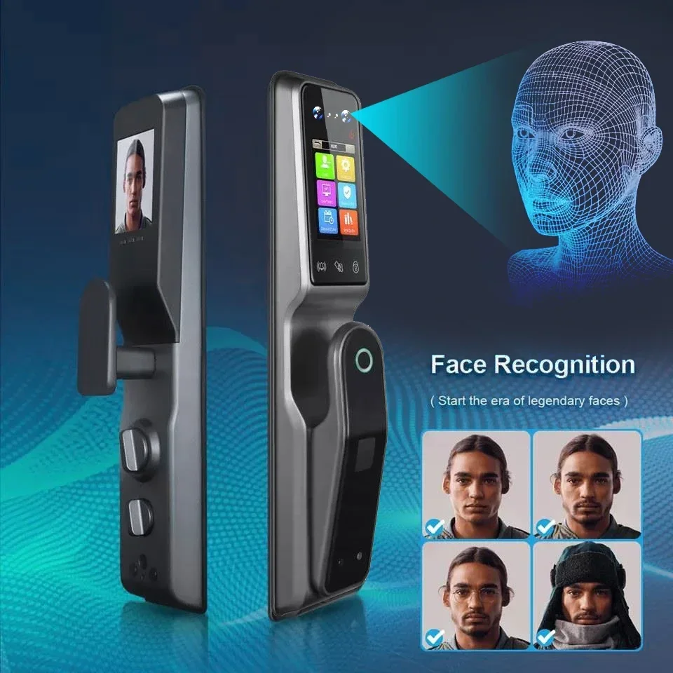 TYSH 3D Face Recognition สมาร์ทประตูล็อค Tuya App ลายนิ้วมือดิจิตอล Wifi ล็อค Dual หน้าจอสมาร์ทล็อค