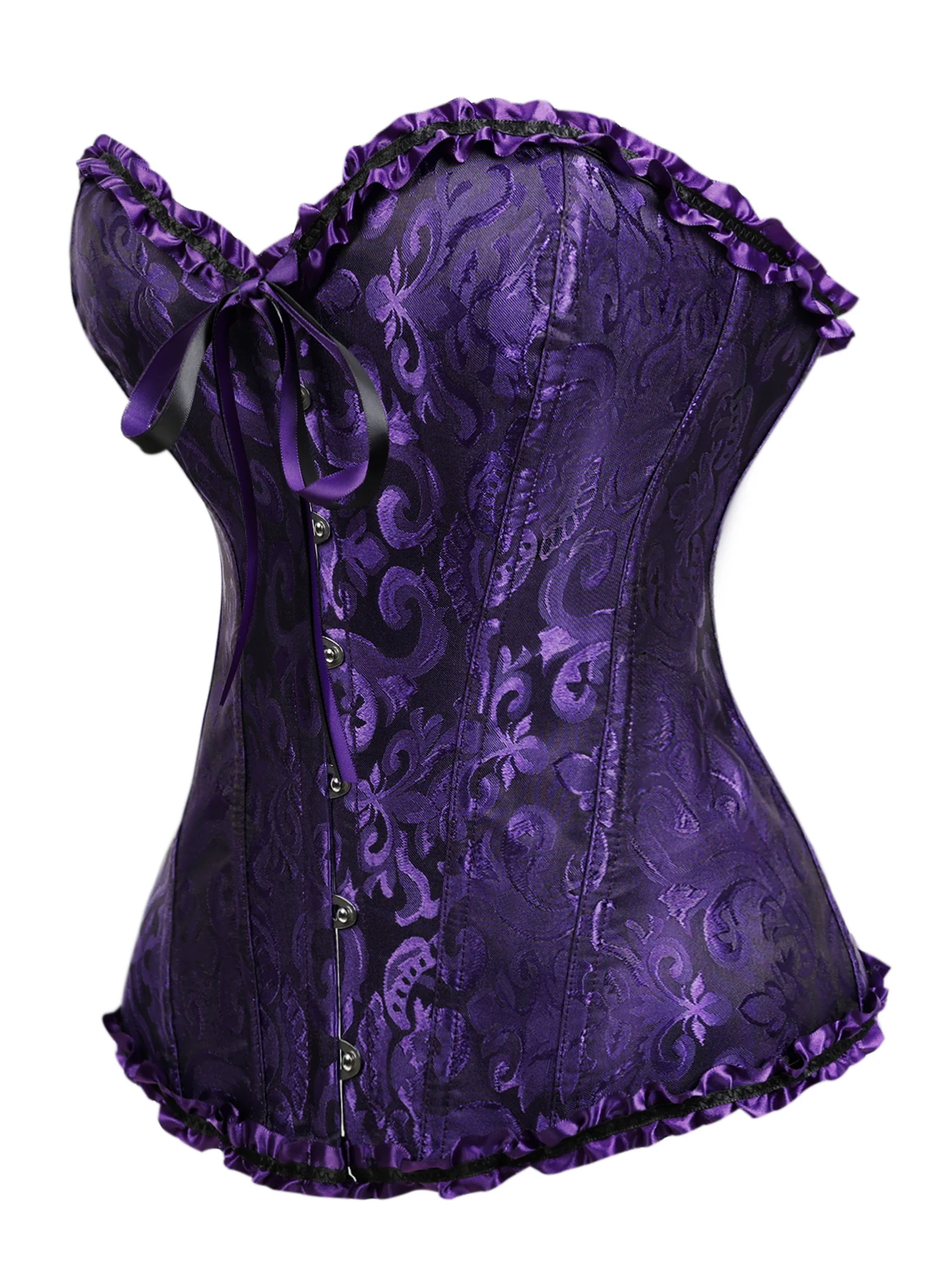 العروس مشد الأسود والأرجواني هي مشد فستان، والنساء تشكيل الجزء العلوي