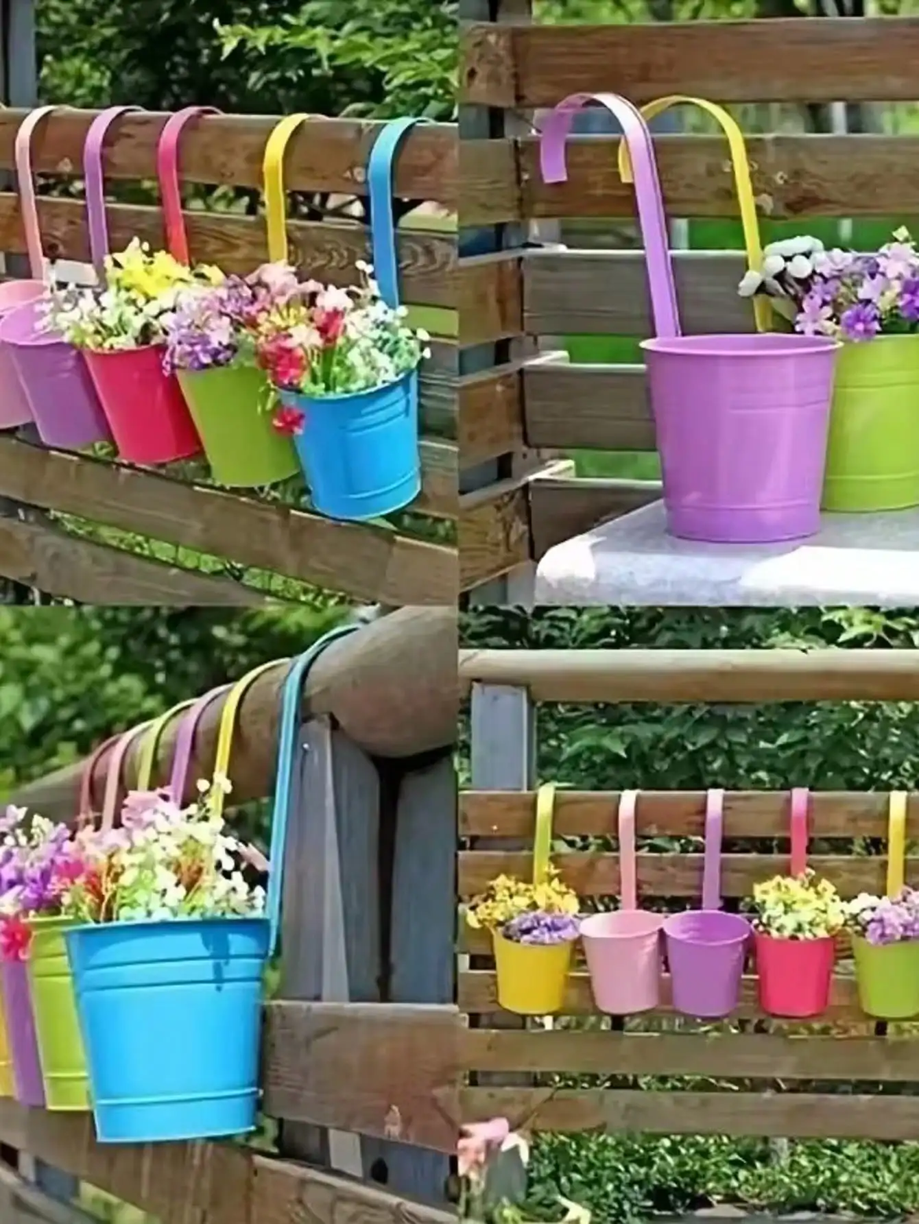 

Ferro Pastoral Varanda Vasos, plantadores, Wall Hanging Metal Bucket, Flower Holder, Vaso Flower Pot, Jardim Decoração Supriment