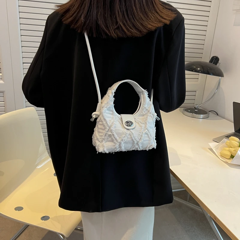 Canvas Women Denim Small Shoulder Cross tote Messenger Bags Y2K Satchel Bags Designer Luxury tassels Handbags female Purse ins