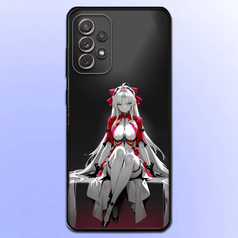 Casing Ponsel W-Wuthering Waves C-Carlotta untuk Samsung S 25,24,23,22,30,21,10,9,Ultra,Plus,Lite,FE,4,5 G Casing Hitam Lembut