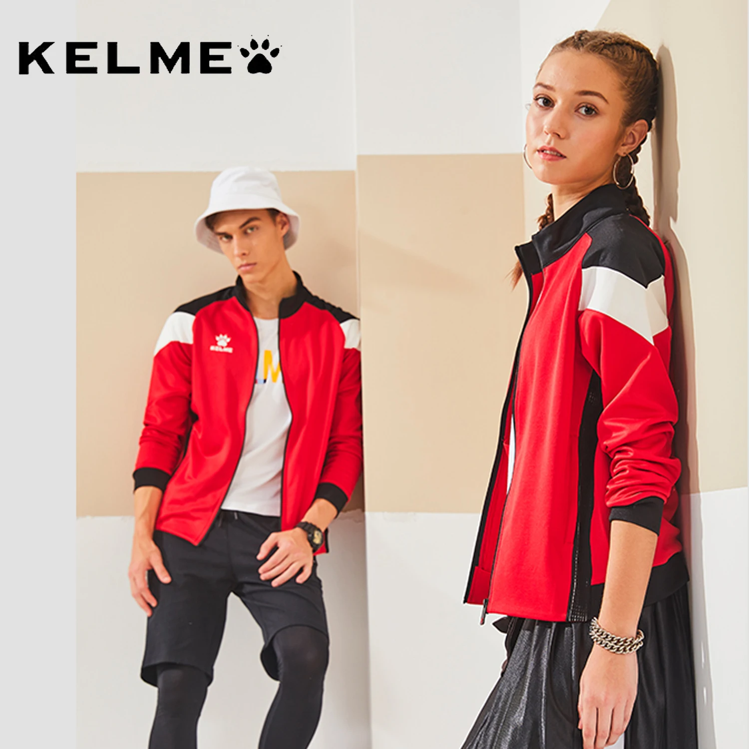 KELME Exercise Sets Men\'s Sports Jacket Training Suit Windproof Loose Coat Fitness Jogging Clothes Women Zip Top Training Jacket