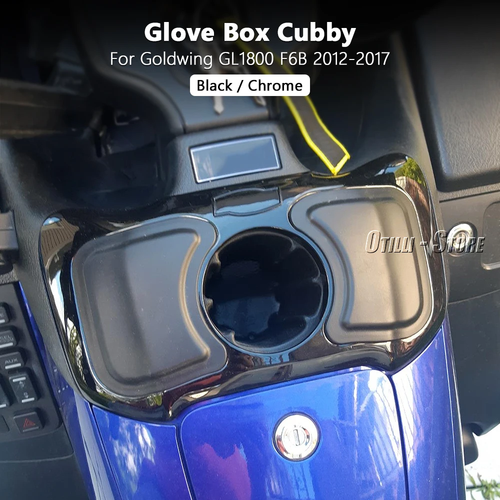 New Glove Box Cubby with Cup Holder Motorcycle Accessories Chrome or Black For Honda Goldwing GL1800 GL 1800 F6B 2012-2017