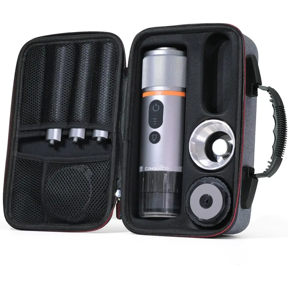 

Espresso Machine Travel: 12v Car Coffee Maker Set with Battery for Camping - Small Electric - 2.5 Mins Heating - With Ground Cof