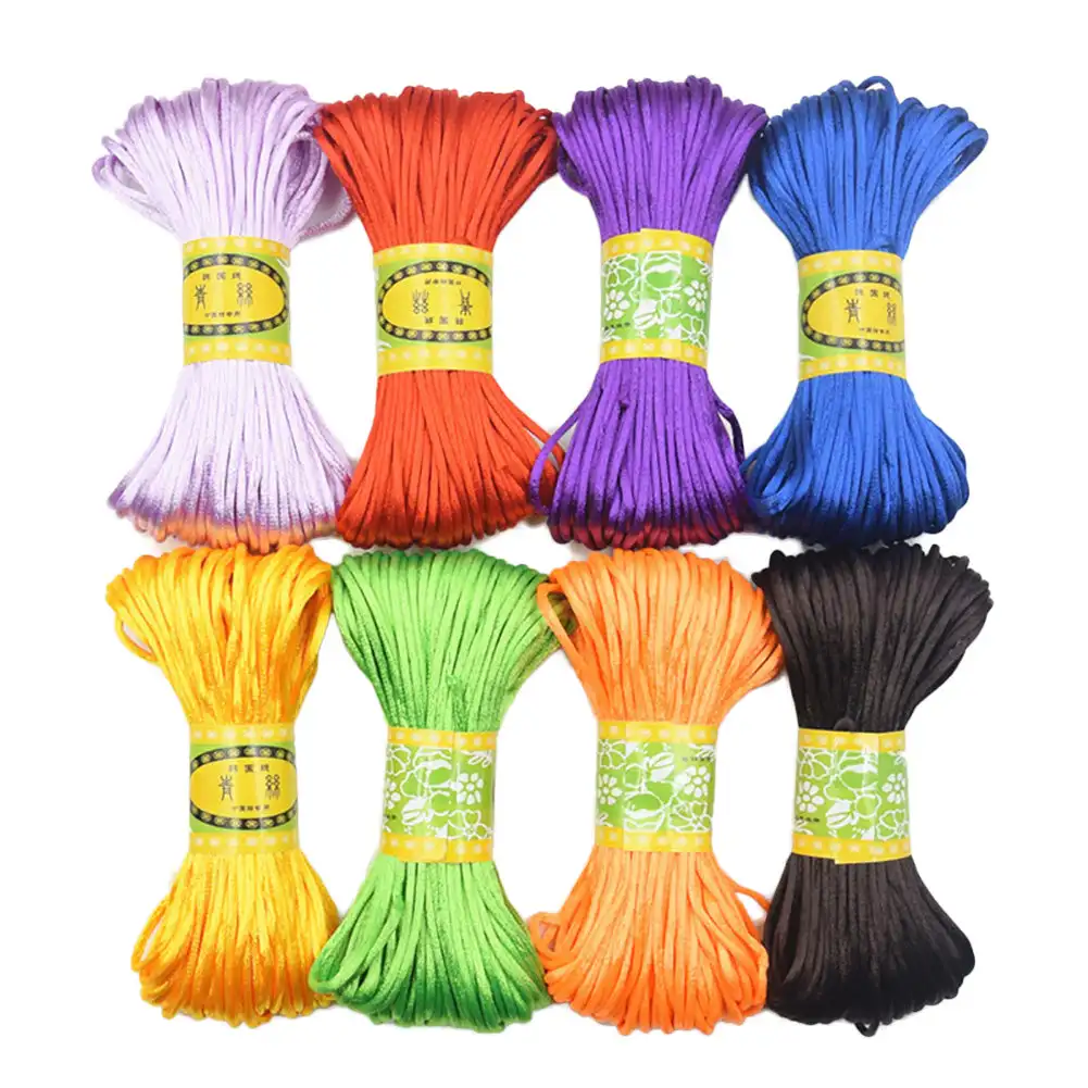 3mm 20M Chinese Knot Satin Nylon Braided Cord Macrame Beading Rattail Cords Multi-colored