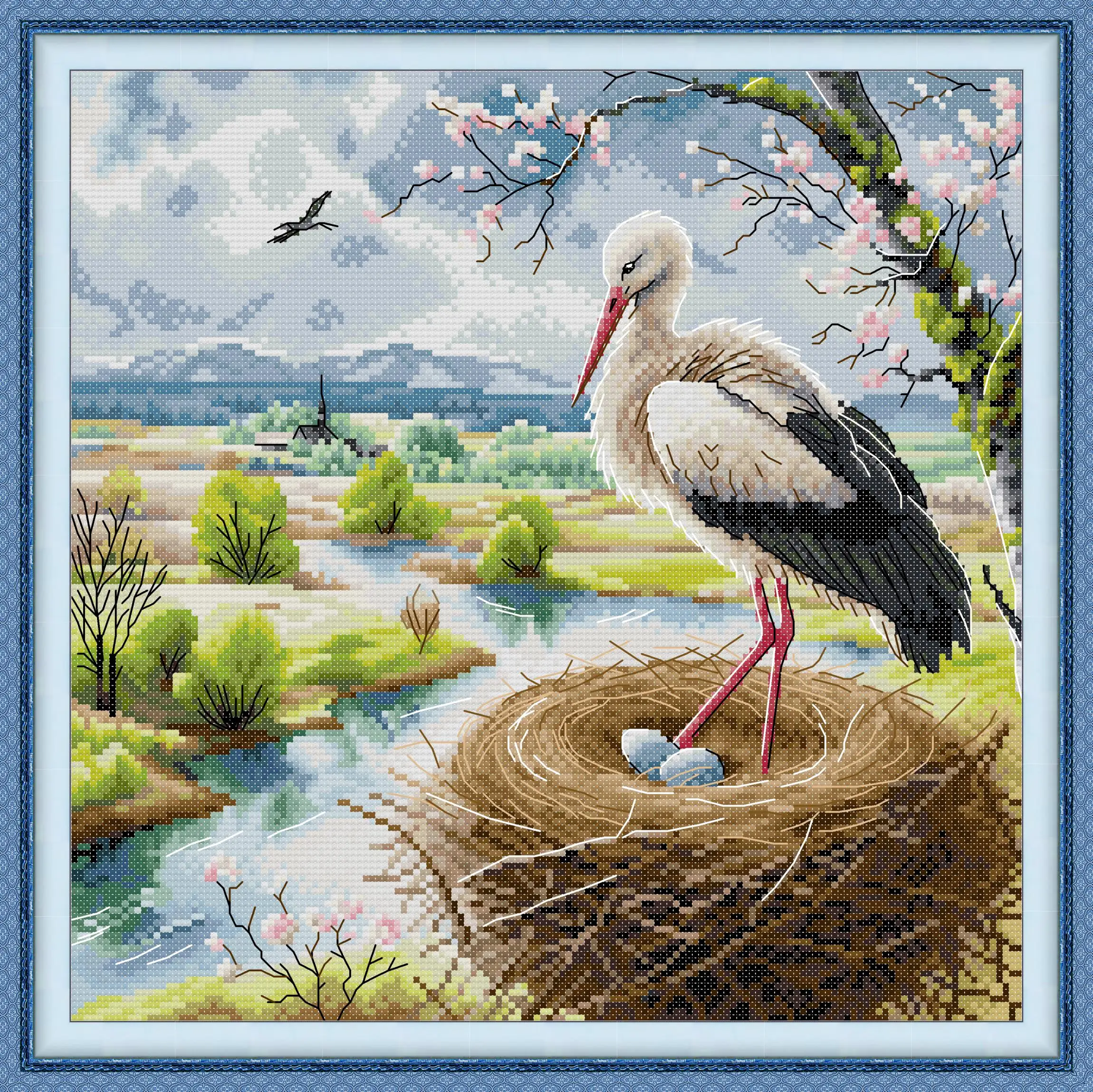 

Joy Sunday Pre-printed Cross Stitch Kit Easy Pattern Aida Stamped Fabric Embroidery Set-The Happy Crane