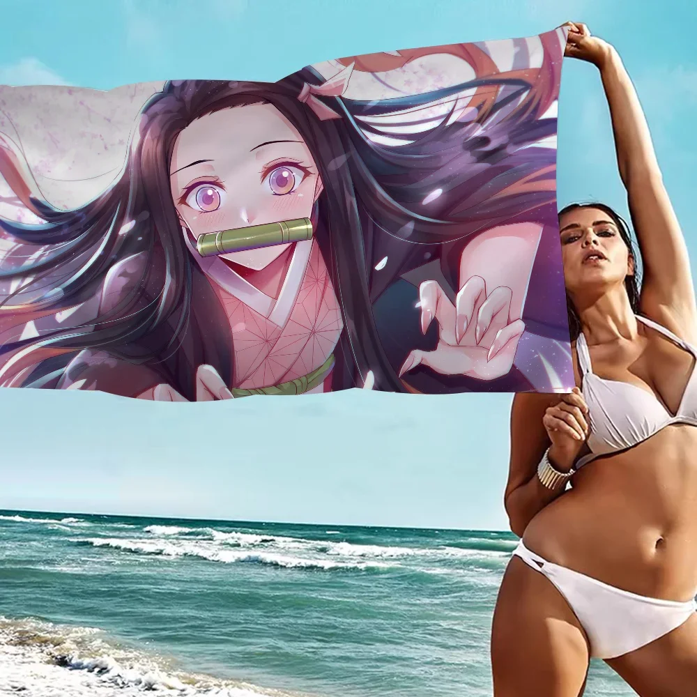 Demon Slayer Kamado Nezuko Microfiber Printed Beach Towel Mountain Climbing Yoga Beach Swimming Running Absorbent Soft Towel