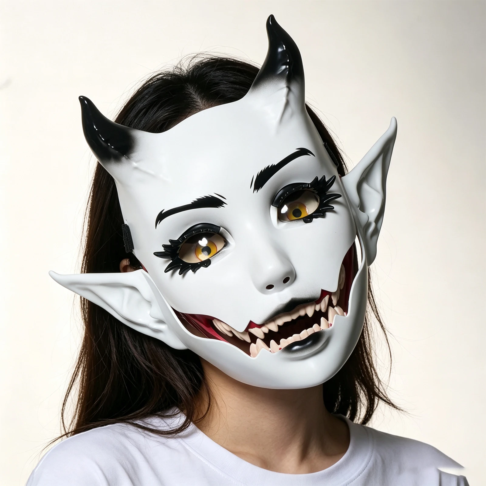 JAUPTO 7-Farbige Hornige Maske mit Beweglichem Kiefer und Offenem Mund, Fantasy-Kreatur-Maske für Halloween-Kostüme, Partys und Festivals, Gesichtsbedeckung für Erwachsene – Detail 8