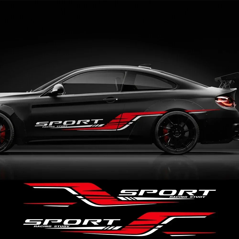 

2PCS Long Stripes Car Decal Left and Right Side Personalized Waterproof Vinyl Tuning Stickers For Auto Body Decor Accessories