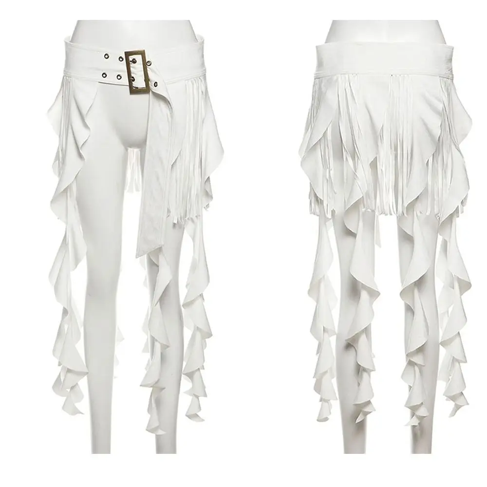 Irregular Ruffle Tassel Belt Skirt Adjustable Sexy Waist Belts for Women Eye-catching Long Tassel Mini Skirt Dance Party Outfits