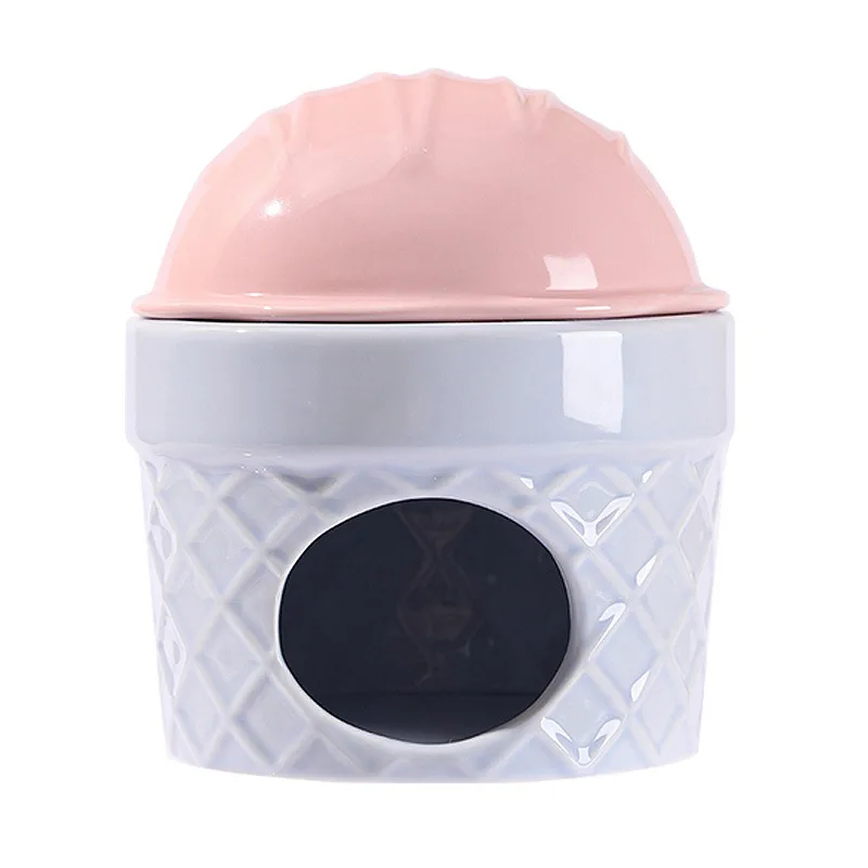 

Hamster Ceramic Hideout Ice Cream Design Cute Pet Bed Summer Cooling Shelter Easy to Clean Anti-Tip Pet Furniture for Small Pets