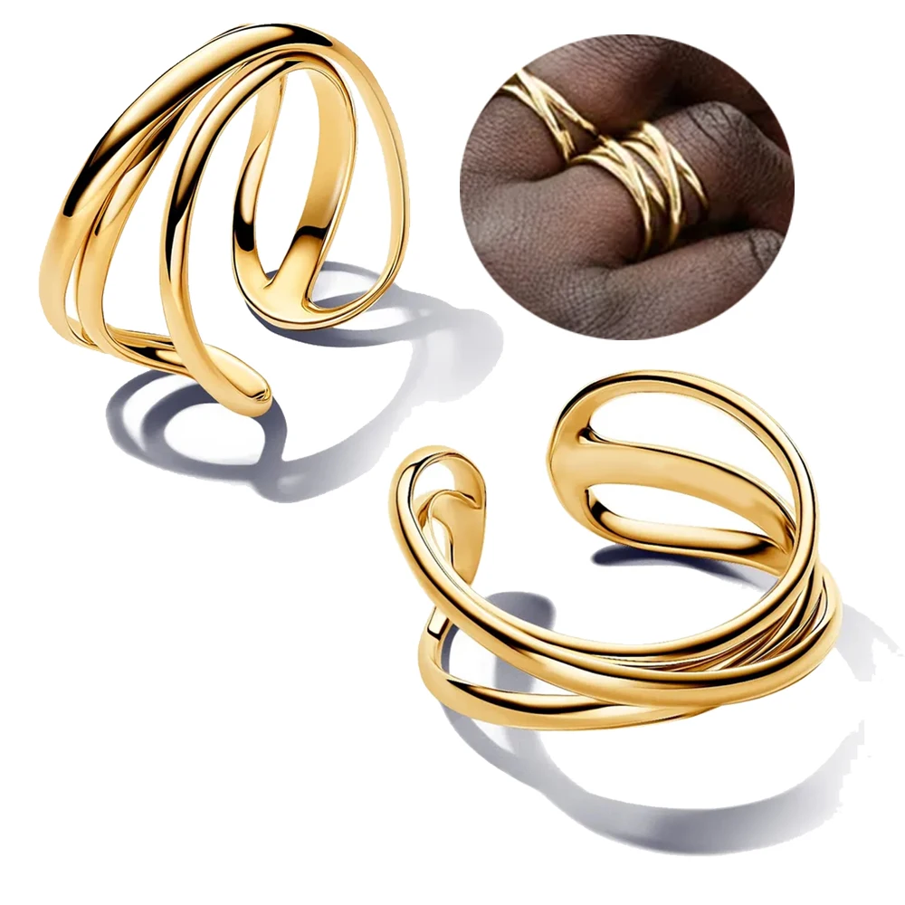 

Новое серебро 925 пробы, золото с выдолбленным широким краем, модное и модное, подходит для женских украшений