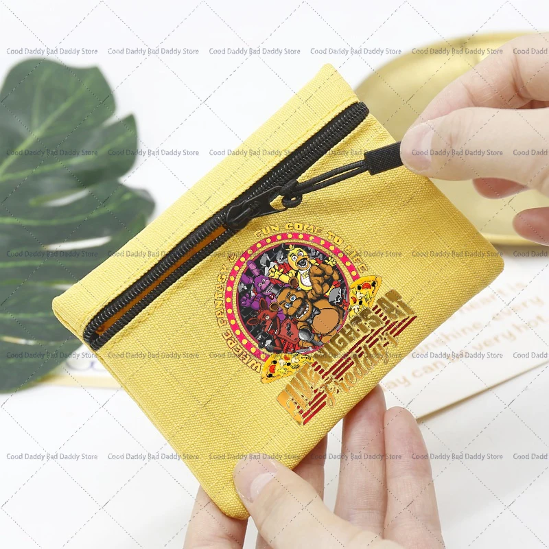 لعبة FNAF محفظة نسائية للعملات المعدنية محفظة صغيرة للأطفال لطيف خمس ليلة في فريدي طباعة حامل بطاقة صغيرة تخزين مستديرة سماعة أكياس المال هدية