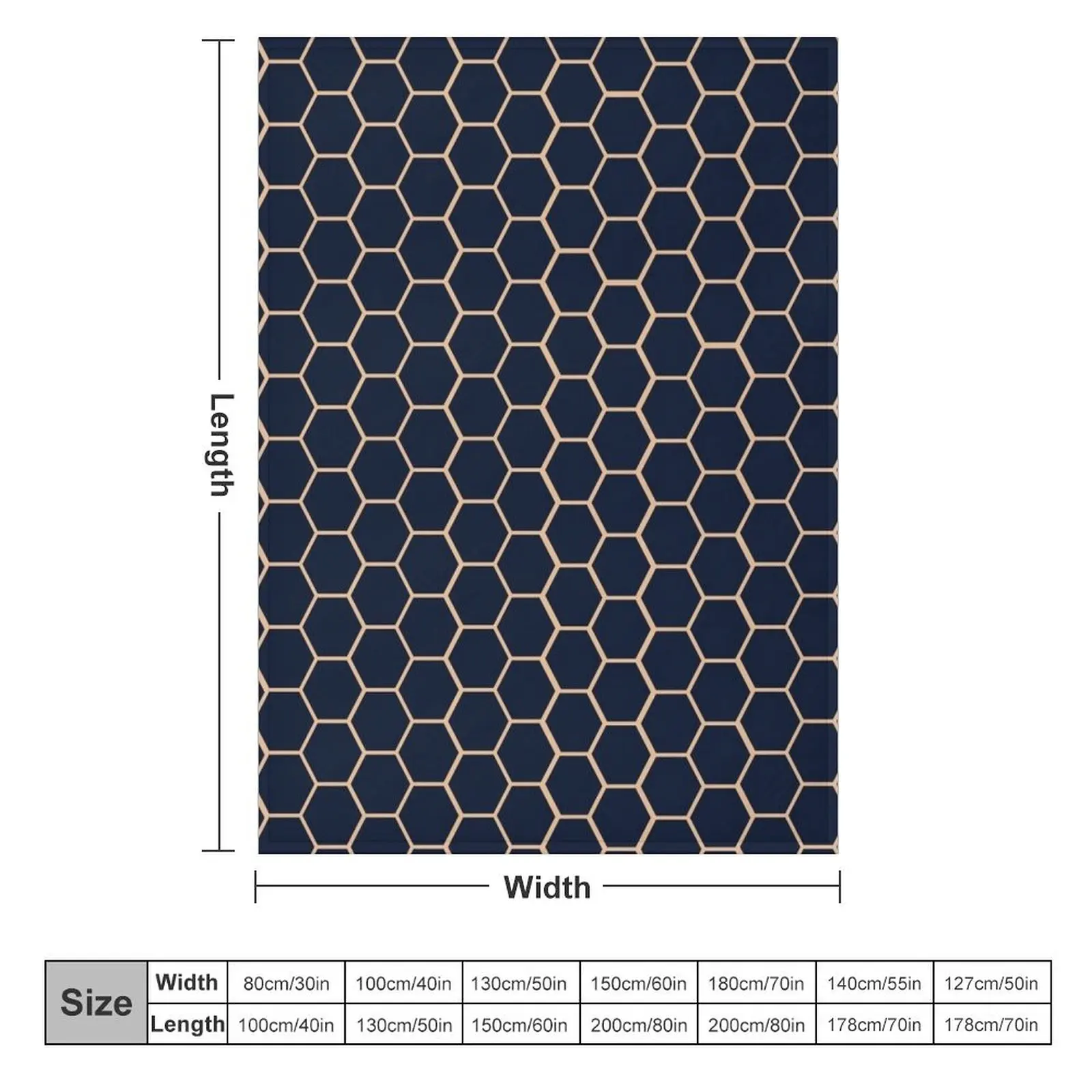 Geometric Light Yellow on Dark Blue Hexagon Pattern Throw Blanket for babies Soft Blankets