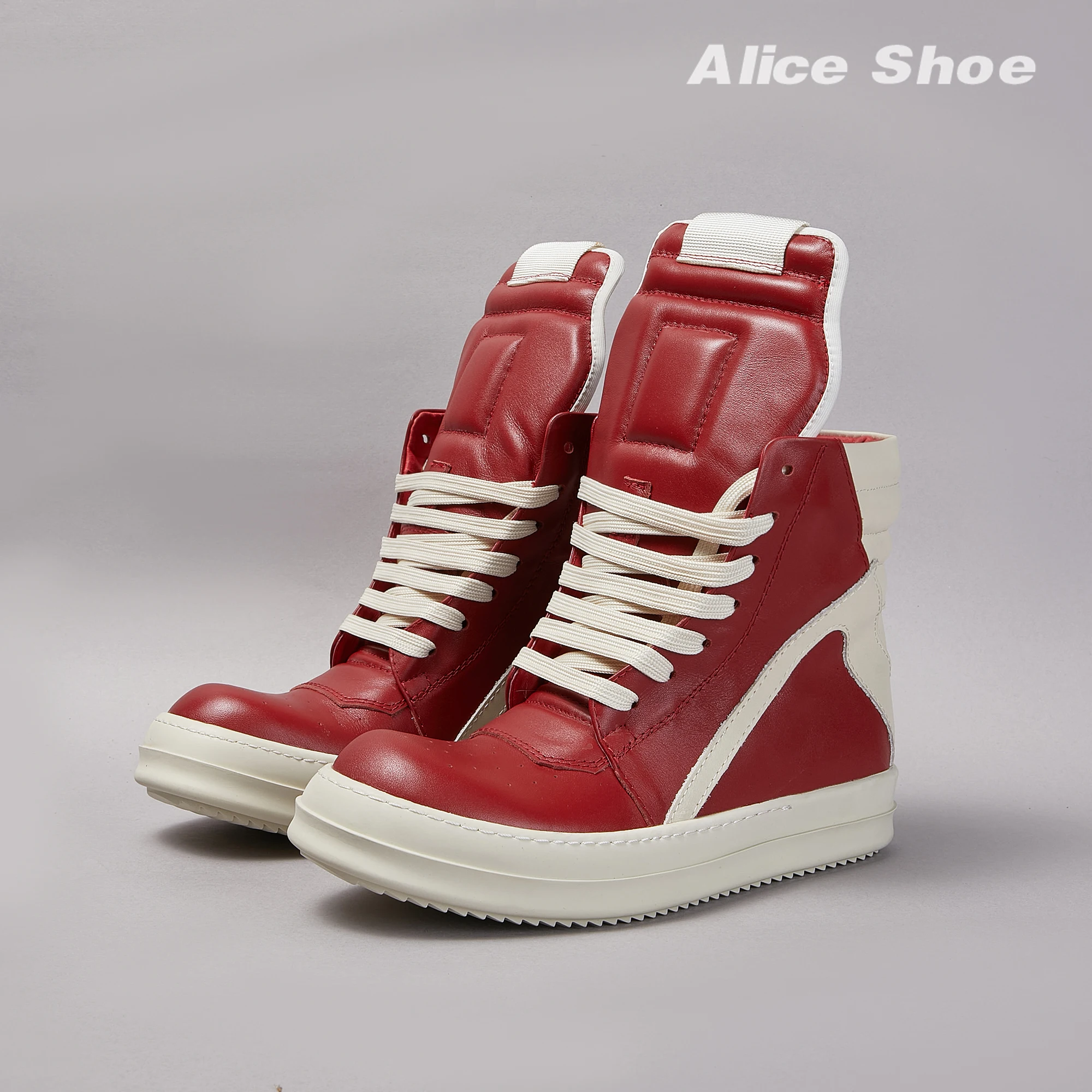 Ricks scarpe da uomo Casual High Top Sneaker da donna stivaletto rosso di qualità owen Geobasket Zip in pelle stringata scarpa piatta con suola