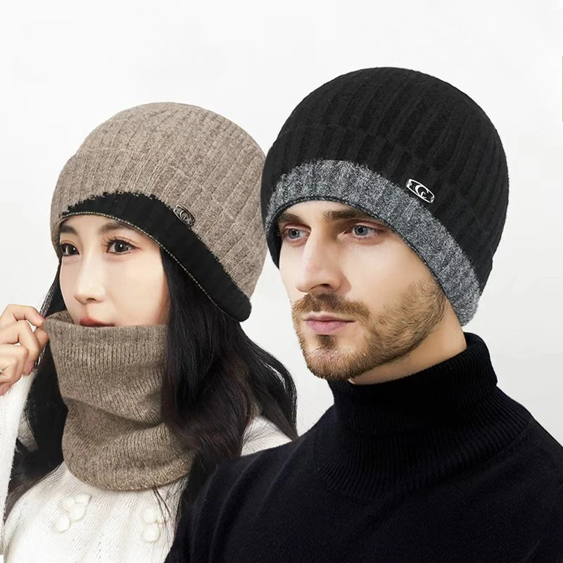 Winter Two-piece Warm Woolen Hat for Men and Women, Cold Proof Ear Protection, Toe Protection, Knitted Hat, Cross-border