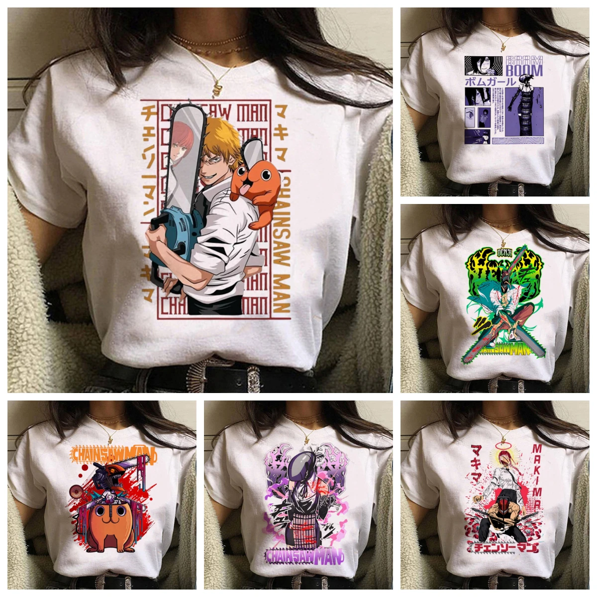 Anime Summer T-shirt Women Chainsaw Man Manga Graphic Men Short Sleeve Tee Women Tops Summer Streetwear