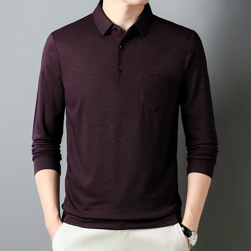 Men\'s Polo New Business Casual Polo Shirt Pocket Solid Color Men\'s Top and Comfortable tops