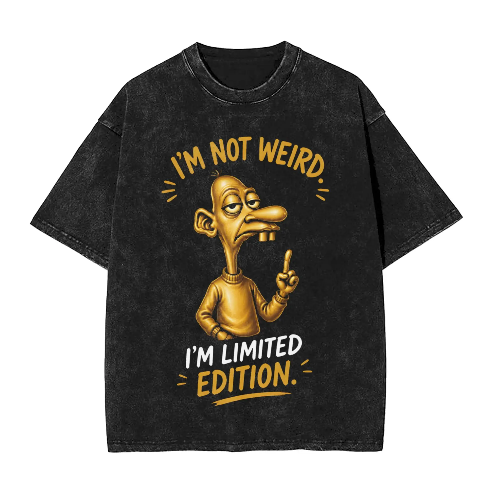 Washed T Shirt Golden Neegy Meme Funny Internet Brainrot Gen Z Humor Vintage T-Shirt Streetwear Graphic Tops Tops Tees Men Women