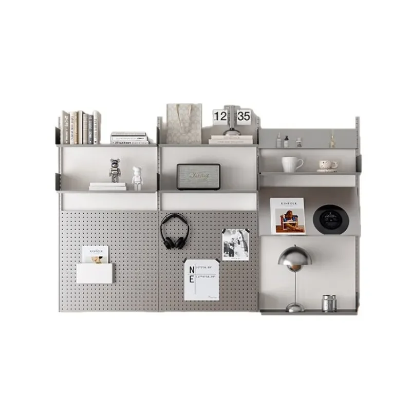 Stainless Steel Pegboard Wall Shelf Floating Bookshelf for Living Room Display Storage Rack Modern Home Decor Organizer