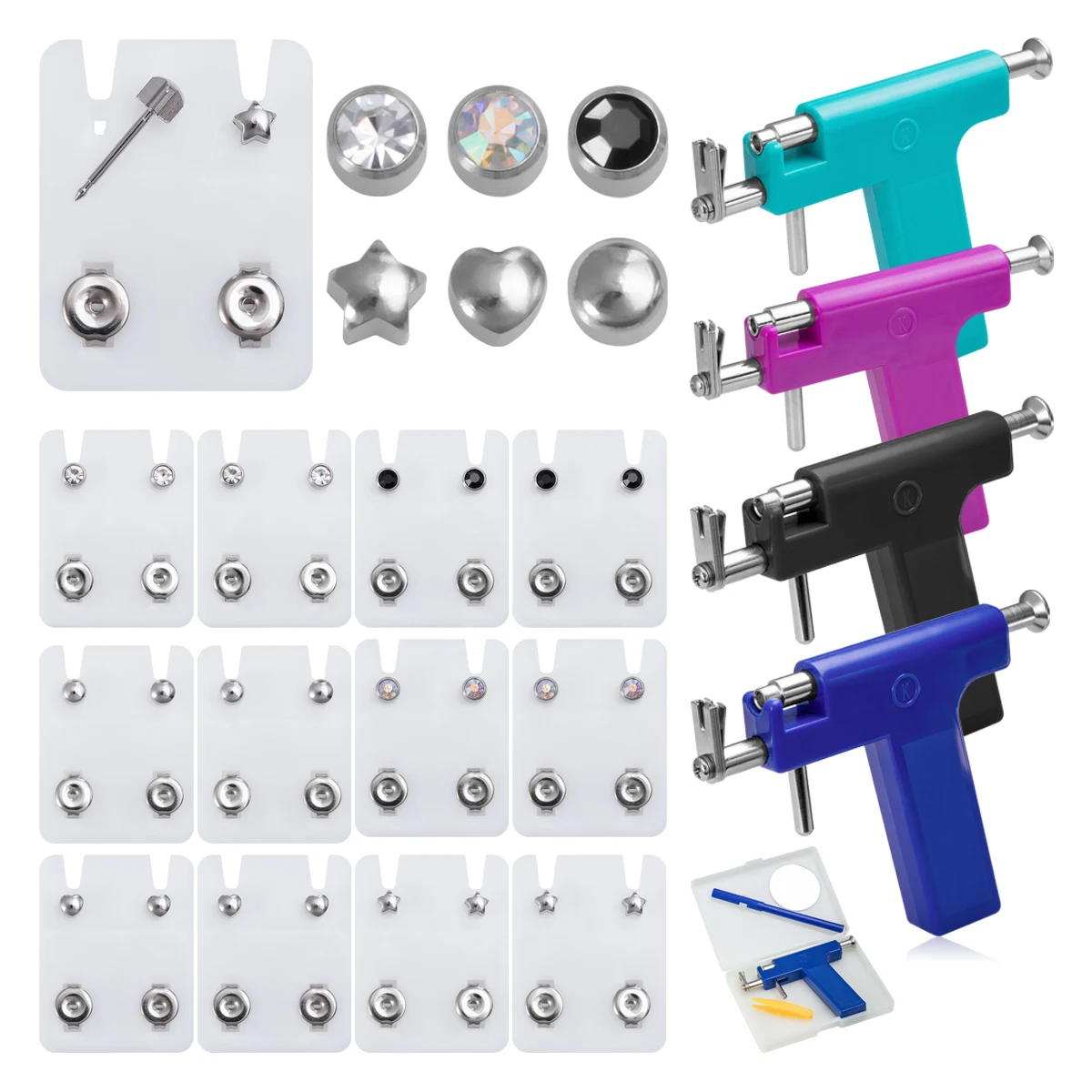 Professional 4mm Ear Piercing Gun Stud Earring Kit Multi Purpose Nose Piercing Tool Piercing Earring For Salon And Home Piercing