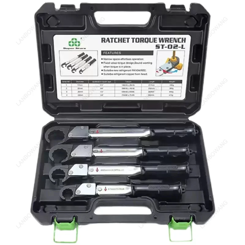 ST‑02‑L Torque Wrench Set, Ratchet Open‑End Adjustable Wrench Air‑Conditioning Repair Tool For Auto Maintenance