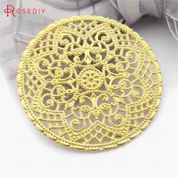 (E059)10 pieces 40mm Not plated color Brass Round Big Decorative Spacer Diy Jewelry Findings Accessories Wholesale