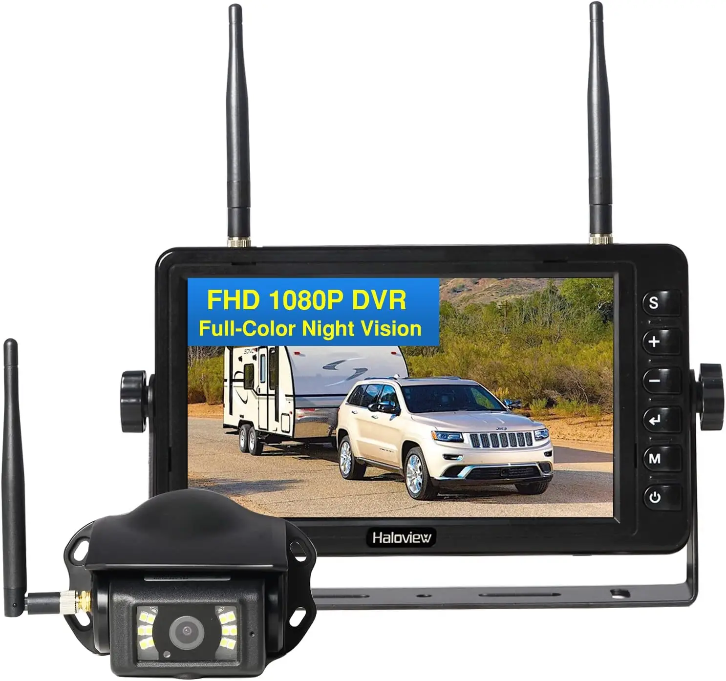 RV Backup Camera Wireless FHD 1080P DVR Rearview Full-Color Night Vision Cam and 7