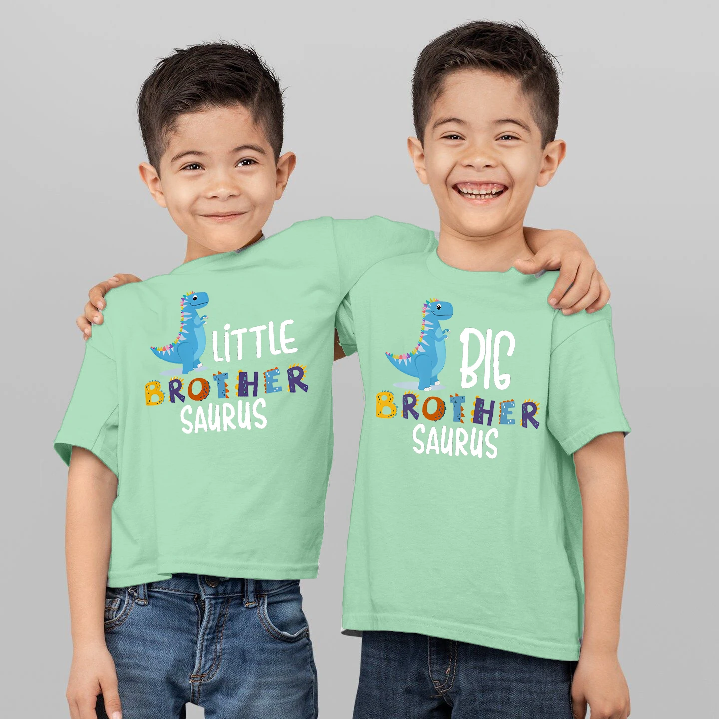 

Big Brother Little Brother Dinosaur Printed Sibling Shirt Boys Summer T-shirt Outfit Kids Short Sleeve Tshirt Candy Color Tops