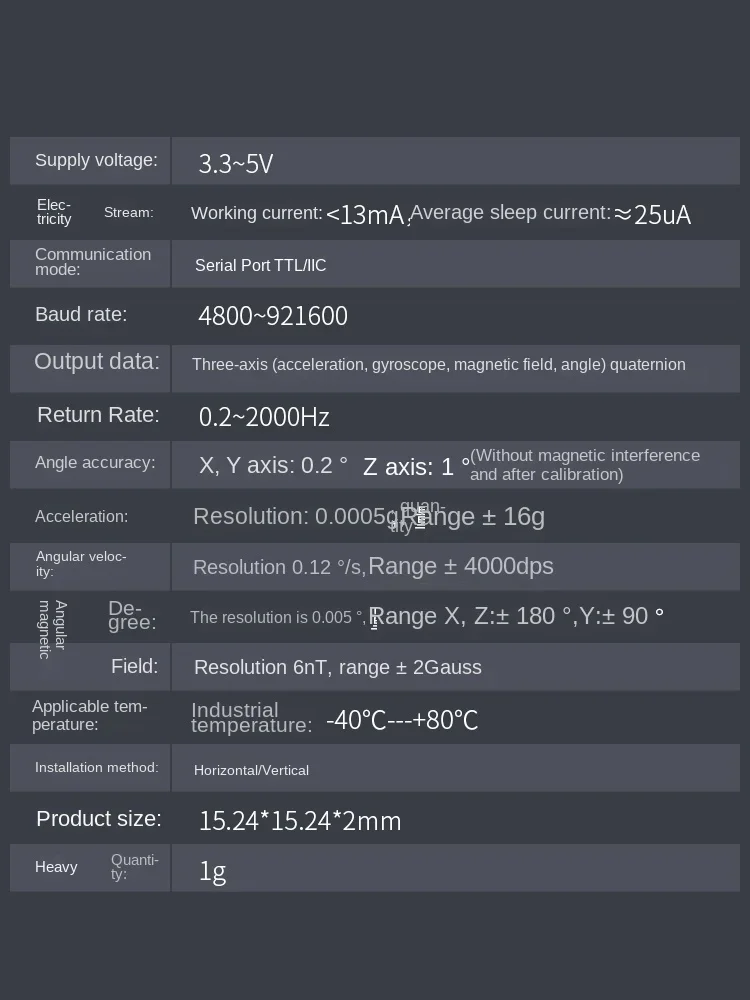 Modul Akselerometer giroskop 2KHz sembilan sumbu kompas elektronik sensor sudut kemiringan