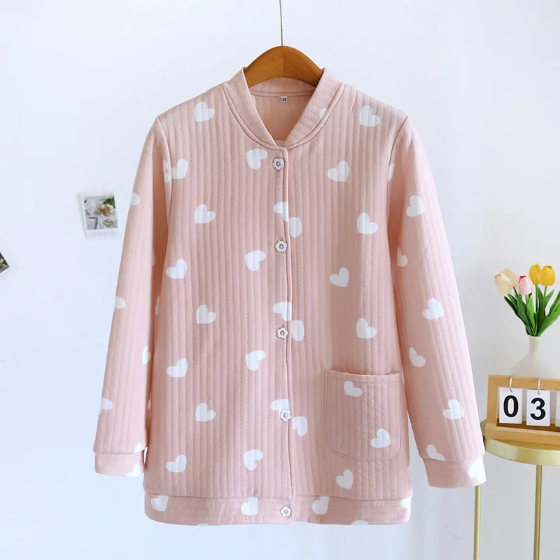 Japanese style autumn and winter all-in-one blouse ladies pure cotton thickening air cotton warm home clothes women pajamas