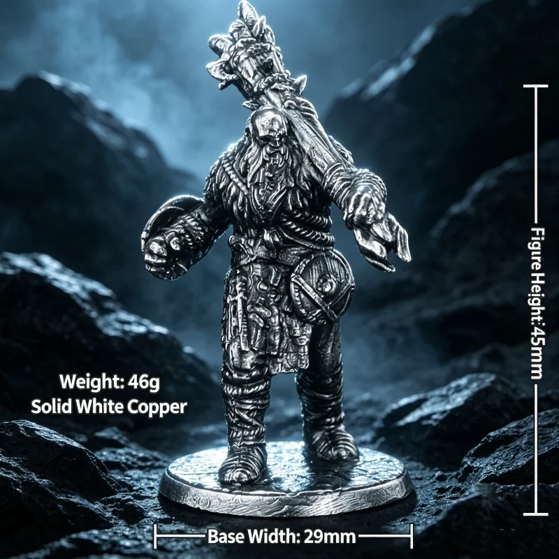 Retro Nordic Warrior White Copper Statue Solid Metal Desk Display Ornament Craft Present for Male Hobby Enthusiasts
