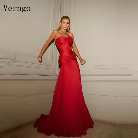 Verngo Red Shiny Evening Dress Swetheart Mermaid Formal Occasion Dresses Elegant Maxi Prom Party Gowns Customized
