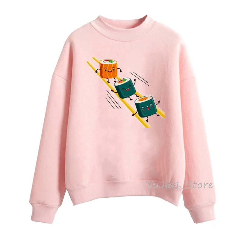 

funny cartoon Sushi hug print cute funny hoodie woman harajuku kawaii hoodies womens clothing DIY Custom sweatshirt oversize