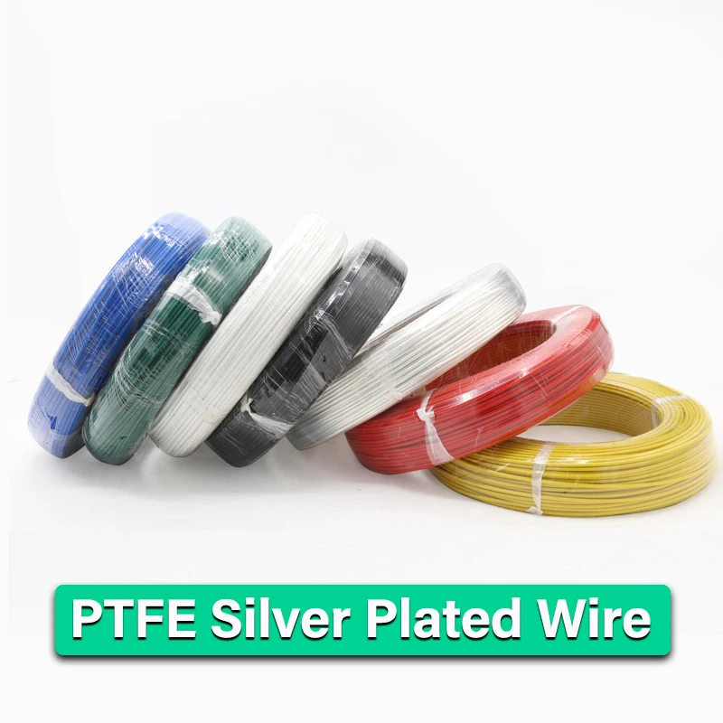 1/5m PTFE Wire High Purity OFC Silver Plated 30~10 AWG Electronic Signal Copper HiFi Audio Speaker Headphone Cable DIY