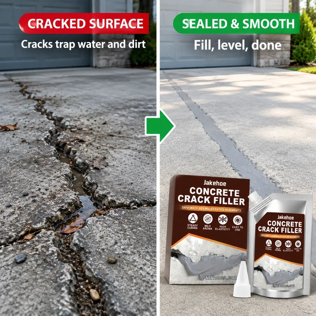 Wall Crack Sealant, Self Leveling Concrete Repair Filler, Waterproof Masonry Gap Filler for Indoor Outdoor Use 100g