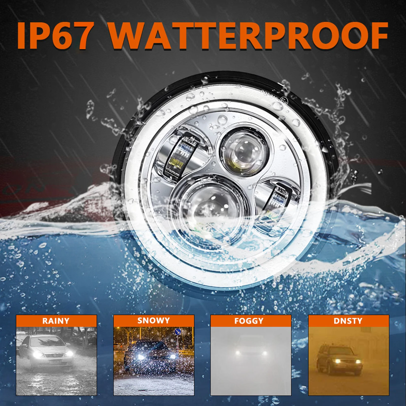 1Pcs 7 inch Car Motorcycle LED Headlight High Beam 7\'\' Round Headlight 6000K 140W IP67 Waterproof Replacement for Jeep Wrangler