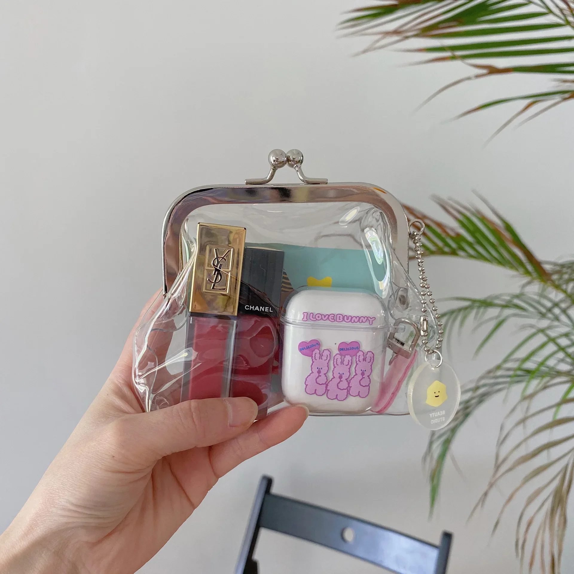 

Transparent Coin Purse Lipstick Credit ID Card Iron Mouth Clip Bank Card Bus Card Holder Change Pouch Purse Small Wallet