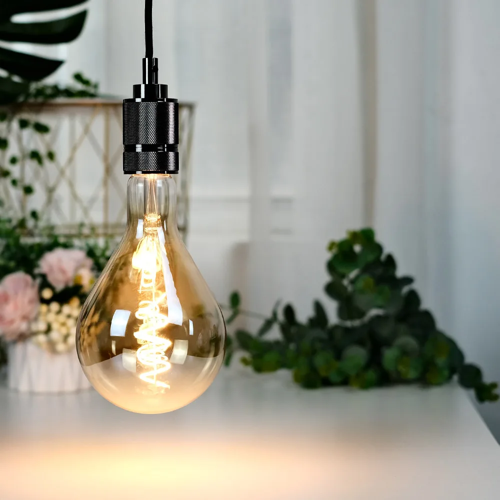 TIANFAN Vintage Led Bulb A130/PS42 Edison Bulb 4W Dimmable 220-240V E27 Spiral Filament Decorative Light Bulb Yellow Warm