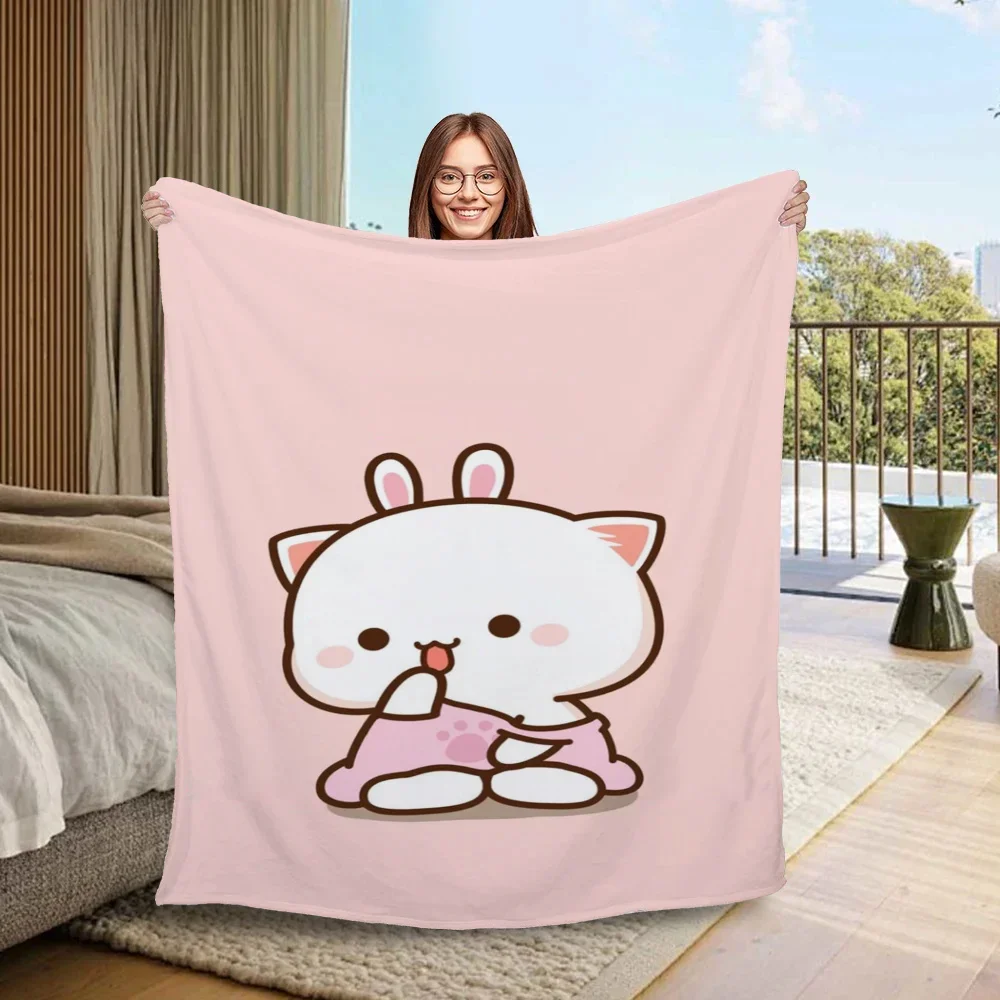 Peach Mochi Cat Fluffy Soft Blankets & Throws Bed Blanket King Size Decorative Blankets for Sofa Throw Blanket for Sofa Luxury