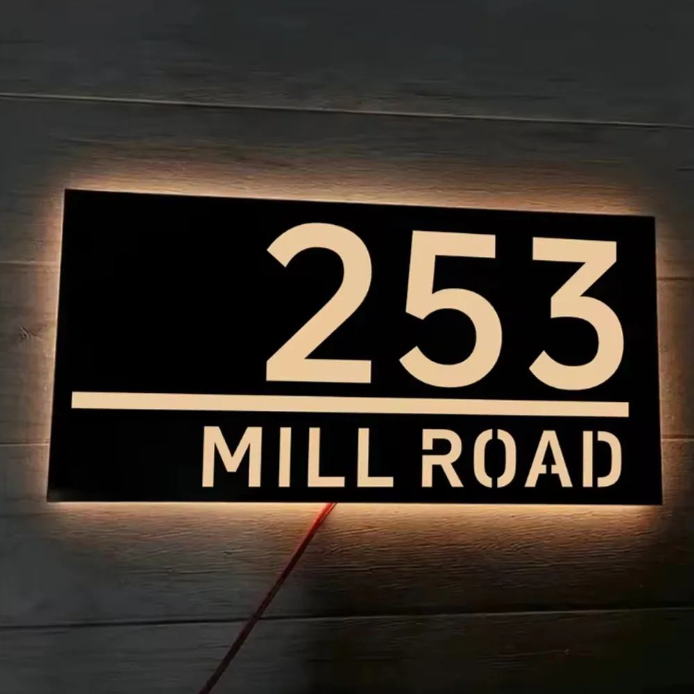 

Персонализированный 3D светодиодный дом с подсветкой, изготовленный на заказ открытый акриловый адрес, номер дома, энергоэффективный настенный дисплей с подсветкой для дома