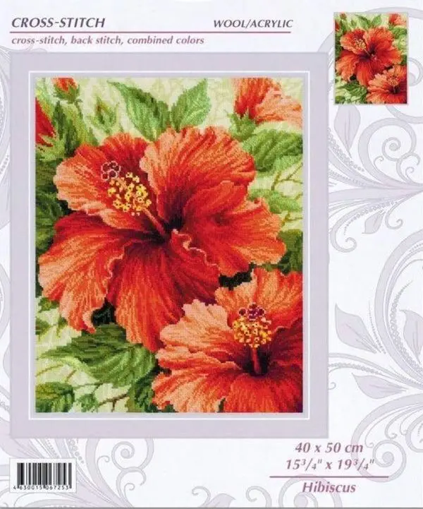 

Riolis 1967 Red Hibiscus 39-46 Cross Stitch Ecological Cotton Thread Embroidery Home Decoration Hanging Painting Gift