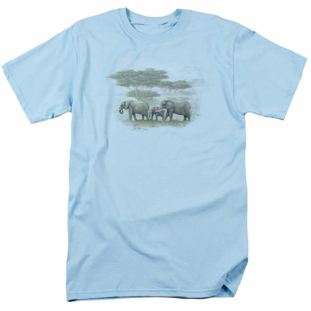 Wild Wings Heart of Africa T Shirt Mens Licensed Elephant Tee Light Blue