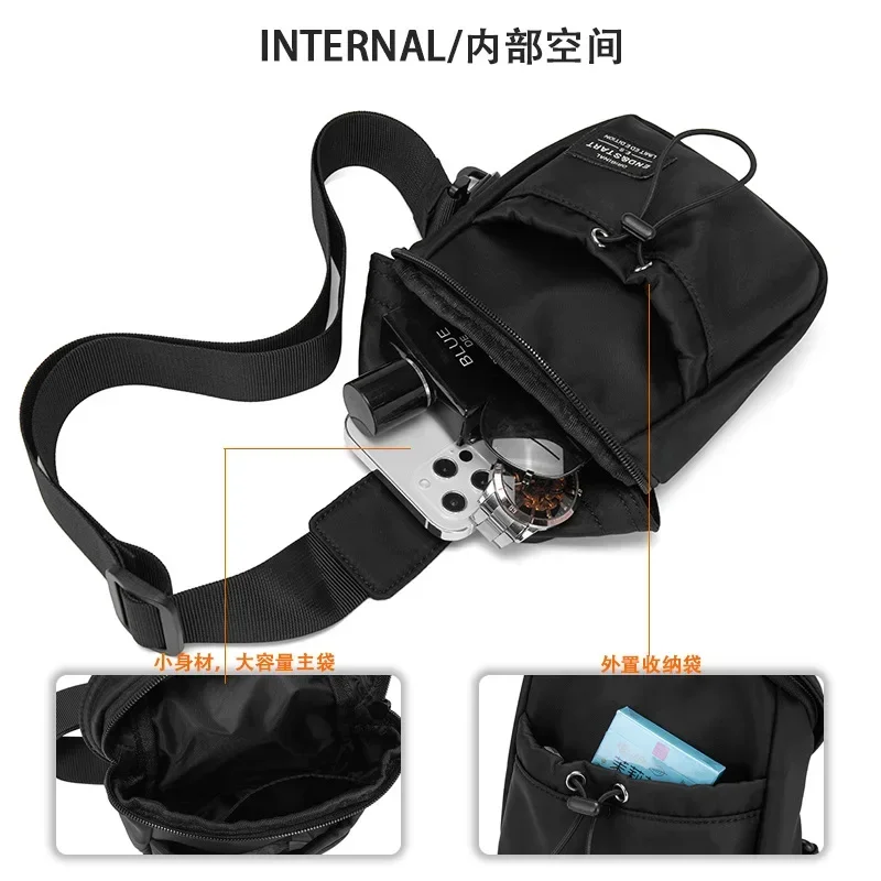 Small Canvas Crossbody Chest Bags for Men Korean Popular Men\'s Handbag 2024 New Mini Shoulder Man Sling Bag Pouch Male Side Bag