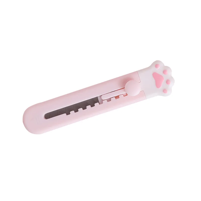 CHEN LIN Kawaii Mini Pocket Cat Paw Art Utility Knife Student Pencil Cutter Hook Belt Invisible Box Cutting Cutter Stationery