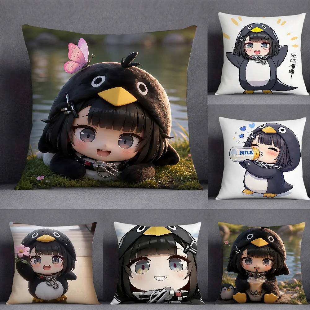 Cute Gugugaga Penguin Arknights Endfield Pillow Case Square Double-Sided Printing Sofa Cushion Cover Pillowcase Bedroom Bedside